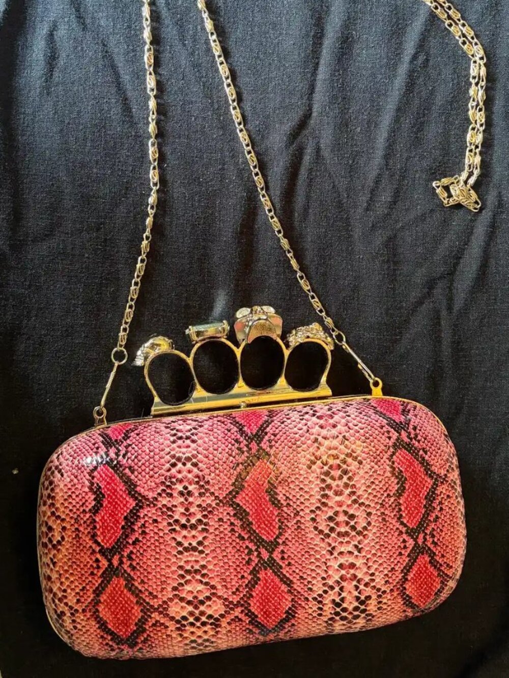 Alexander McQueen Pink Skull Python Evening Bag